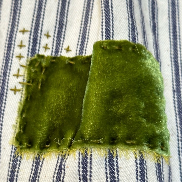 Handmade Skirt With Ticking Stripes, Patchwork, Kantha Quilting & Embroidery - Picture 6 of 13